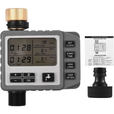 Minuterie d'arrosage numérique, minuterie d'irrigation d'extrémité de tuyau, Programmable pour l'extérieur, arrosage manuel/automatique US Thread gris