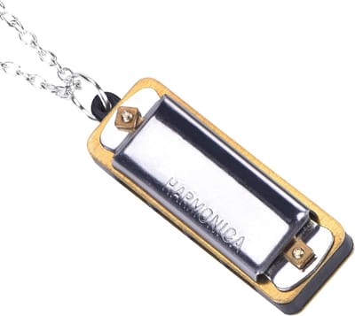 Mini Mondharmonica - Muziek Speeltje - Muziek Leren - Draagbare Ketting - 4 Gaten 8 Tonen - Zilver