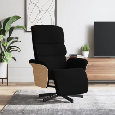 vidaXL - Fauteuil - verstelbaar - met - voetensteun - stof - zwart