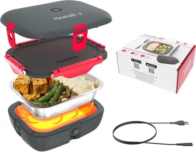 Elektrische lunchbox - Warmhoudbox voedsel - Eten opwarmen onderweg - Geïntegreerde vloerverwarming - 925 ml kom - Grijs