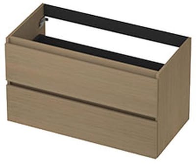INK - Onderkast 2 Laden Greeploos met Houten Keerlijst - 900x450x520 Mm - Olijf Eiken