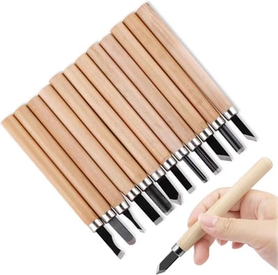 VT Goods - Houtsnijgereedschap - Houtsnijset - 12 Delige Mini Snijmes Set - Snijgereedschap voor Hout - Perfect voor Beginners en Professionals - In...