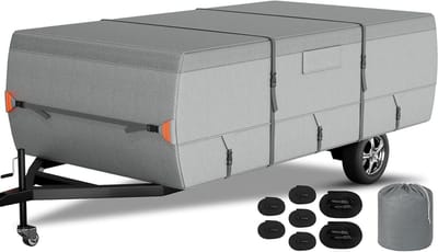 Camperhoes - Aanhangwagen hoes - Bescherming tegen weer - 7 Lagen Materiaal - 14-16 voet - Grijs