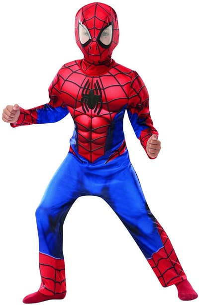 Rubies - Spiderman Kostuum - Spider-Man Deluxe Spinneman Kind Kostuum - Blauw, Rood - Maat 104 - Carnavalskleding - Verkleedkleding