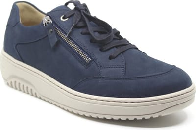 Hartjes, 162.1703/20 65.00, Blauwe brede dames sneakers met rits