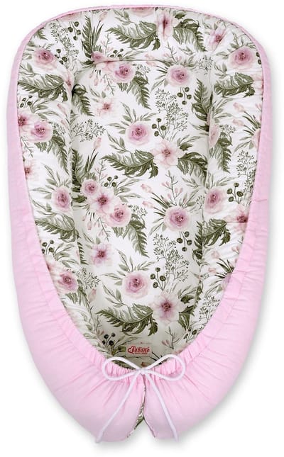 Babynestje dubbelzijdig Premium Cocon voor baby's MY SWEET BABY - pioenroos roze/roze