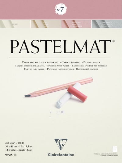 Clairefontaine Pastelmat - Papier voor pastelkrijt - blok no.7 - assorti - 360 g - 30 x 40 cm - 12 vellen