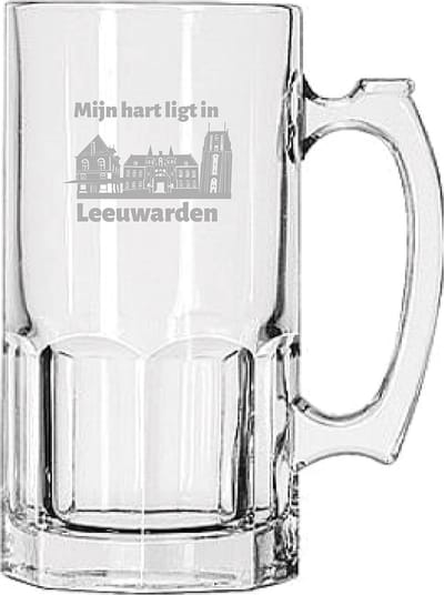 Gegraveerde Bierpul 1ltr Leeuwarden
