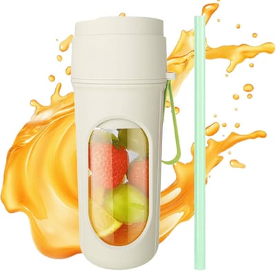 Draagbare blender - smoothie blender to go voor shakes en vers fruit - 450 ml, compact ontwerp - groen - 8,5 x 8,5 x 20,7 cm - ABS voor thuis, werk en onderweg