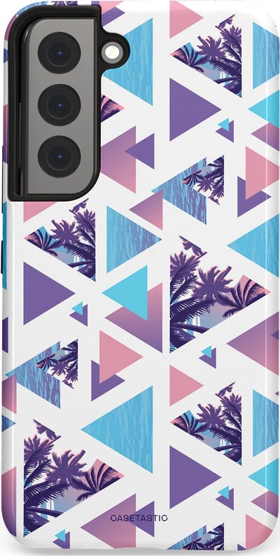 Casetastic Hoesje Geschikt voor Samsung S22 - Stijlvolle Beschermende Duo-layer Case - Zomervibe geometrie