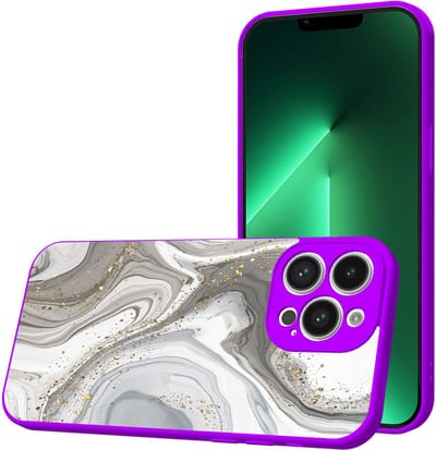 Smartphonica Telefoonhoesje Geschikt voor iPhone 13 Pro met Zilver Marmer opdruk - TPU Back Cover Case Silver Marble Design - Paars geschikt voor iPhone 13 Pro