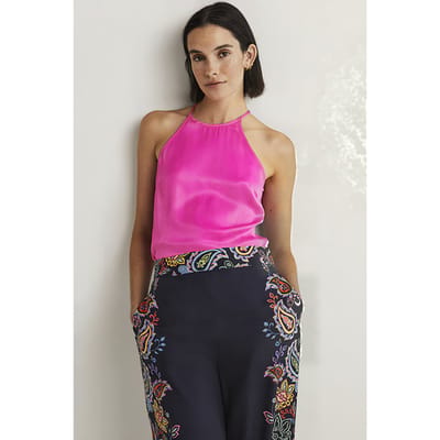Boden Strappy Halterneck Satin Top Dpk Maat: 18 | Mouwloze Tops Outlet | Dames | Roze