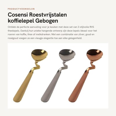 Dailygoods- Koffielepel Roestvrij Staal - Lepelhouder - Roerlepel - Hangend Ontwerp - Vaatwasserbestendig - Afmetingen 14,4 x 3,3 cm - Lepel