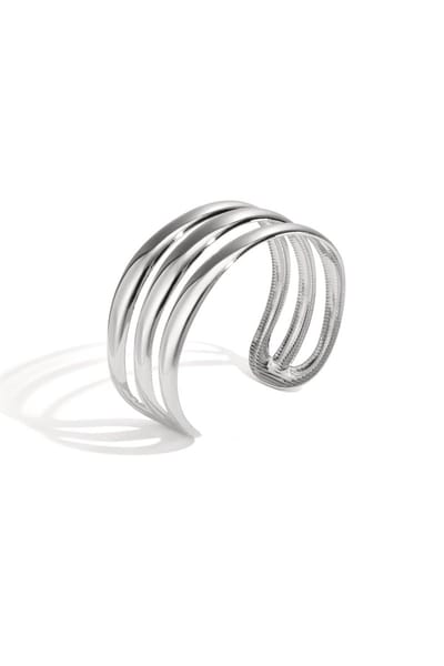 Bijoutheek Armband (Sieraad) Cuff 3 Rijen Zilver