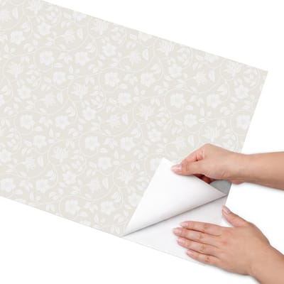 Coloray Meubel Wrap Folie - Beige Meubelfolie - 50x100 cm - Meubel Wrap Folie Bloemenpatroon - Plakfolie Meubels - Minimalist Meubelfolie - Decoratiefolie Zelfklevend - Slaapkamer decoratie - Bloemen en planten