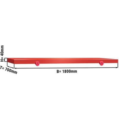 GGM Gastro Schneideplatte für Arbeitstisch - 1800x700mm - HACCP-Konform - Rot Rood