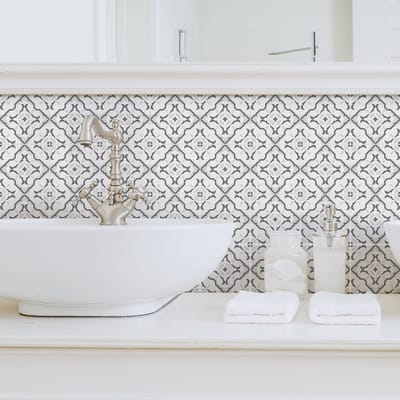 Zelfklevende tegelmuurstickers voor keuken en badkamer - 9 cementtegelstickers (AZULEJOS VANDA) - 9 stickers, 10x10cm