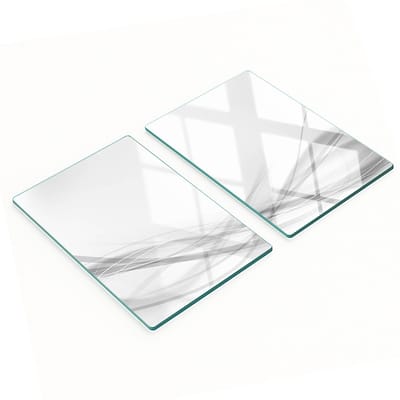 Decoratieve snijplanken van gehard glas met abstract golfmotief, 2x40x52 cm