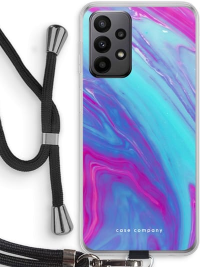 Hoesje met koord geschikt voor Samsung Galaxy A23 hoesje met Koord - Zweverige regenboog - Telefoonhoesje met Zwart Koord - Bescherming aan alle Kanten en Over de Schermrand