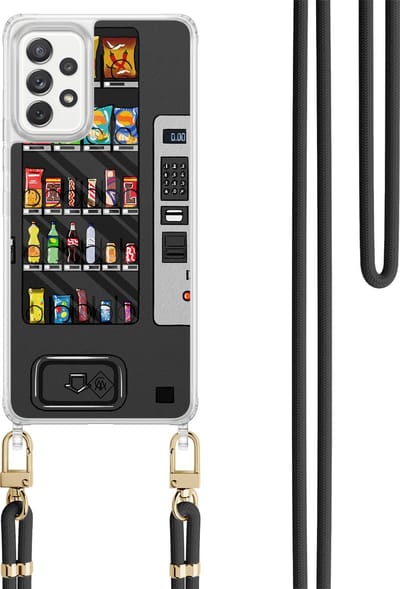 Casimoda® hoesje met koord - Geschikt voor Samsung A52(s) - Snoepautomaat - Afneembaar koord - TPU/polycarbonaat - Zwart
