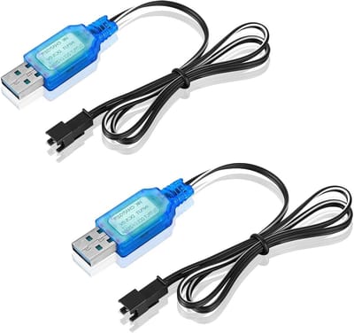Oplaadkabel 3.7V met SM-2P Stekkers voor Ni-MH Batterijen, Geschikt voor Drones, RC Voertuigen en USB Opladers