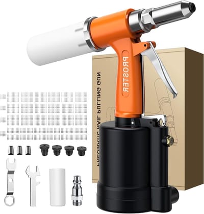 Pneumatische Klinknageltang - Lucht Klinknagelwerktuig - Materiaal Verbinden - Arbeidsbesparend Ontwerp - 2.4-4.8mm - Oranje