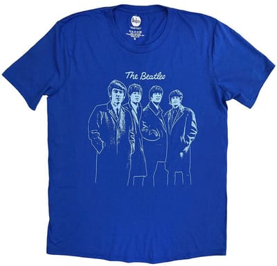 The Beatles - Band Outline Heren Tshirt - S - Blauw