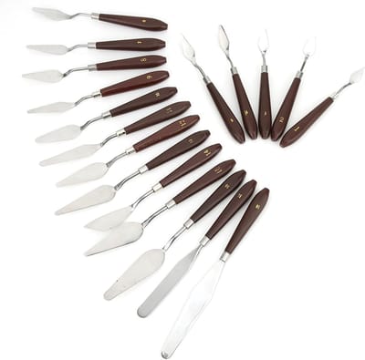 Groot Verfmes Set van 18 Stuks - RVS Spatula en Paletmes voor Olie en Acrylverf, Kleuren Mengset voor Schilderen