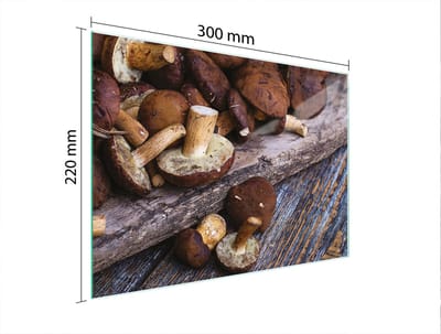 TMK - Glazen Snijplank - Afdekplaat Kookplaat - 30x22 cm - Paddenstoelen - Gehard Glas - Inductie Beschermer