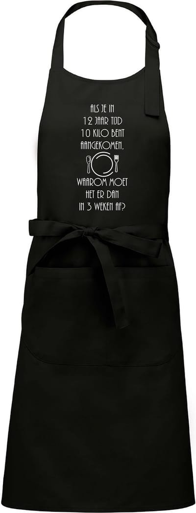 mijncadeautje - luxe keuken- barbecueschort - 10 kilo aangekomen - zwart