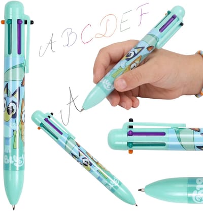 Bluey Veelkleurige 6in1 balpen, automatische schoolpen voor kinderen, 6 kleuren