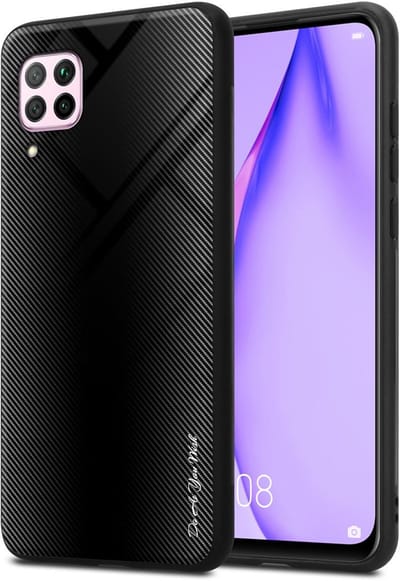 Cadorabo Hoesje geschikt voor Huawei NOVA 6 SE / P40 LITE / NOVA 7i in OPAAL ZWART - Beschermhoes gemaakt van TPU silicone Case Cover en achterkant van gehard glas