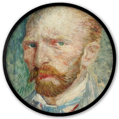 Poster in lijst Rond - Fotolijst 40x40 cm - Posters - Zelfportret - Vincent van Gogh - Ronde posterlijst zwart - Decoratie - Wanddecoratie woonkamer - Muurdecoratie slaapkamer
