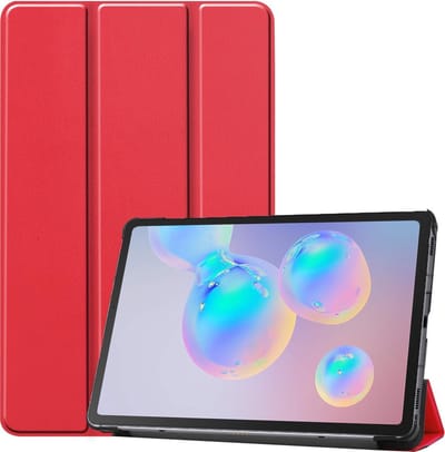 Hoes - Geschikt voor Samsung Galaxy Tab S6 Lite - Dun & Stevig - Trifold Bookcase - Hard Cover - Hardcover Book Case - Tablet Hoesje - Rood