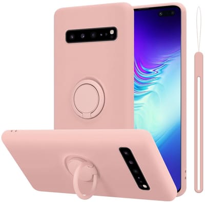 Cadorabo Hoesje geschikt voor Samsung Galaxy S10 5G in LIQUID ROZE - Beschermhoes van flexibel TPU silicone Case Cover met ring