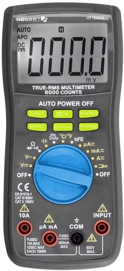 Multifunctionele Digitale Multimeter tot 600V/10A met Auto-Range en LCD