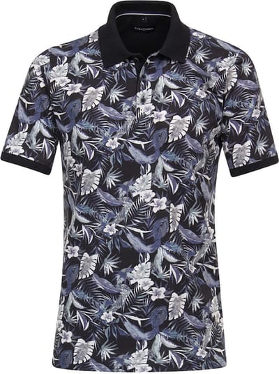 Casa Moda Poloshirt Met Bloemmotief 944256500-105 Blauw - M