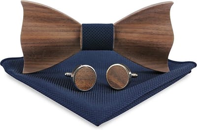 We Love Ties - Strikken - Houten strik giftset Trendy marineblauw - marineblauw