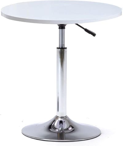 Ronde Bartafel - Hoge Tafel Verstelbaar - Eten Dranken Werken - 360 Graden Draaibaar - 70x70x90cm - Wit