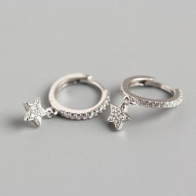 925 Sterling Zilver Dainty Cubic Zircon Star Hoop Oorbellen Voor Vrouwen Mode Goudkleurige Oorbellen Sieraden Groothandel Geschenken S-E1132