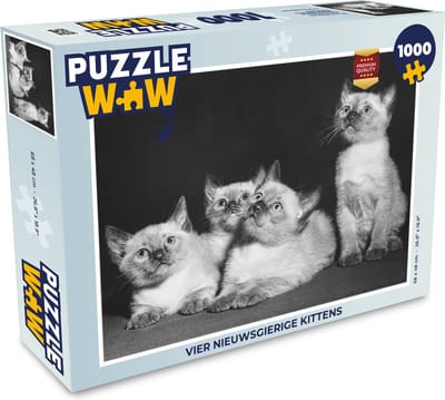 Puzzel Vier nieuwsgierige kittens - Legpuzzel - Puzzel 1000 stukjes volwassenen
