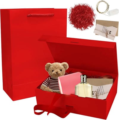 Dailygoods- Geschenkdoos met deksel 21 x 17 x 7 cm - Magnetische Geschenkdoos - LED Licht - Cadeauverpakking - Bruiloft/Verjaardag - Valentijnsdag