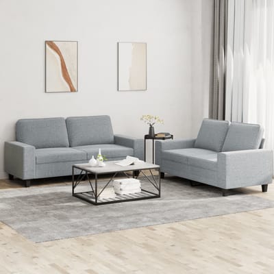 vidaXL - 2-delige - Loungeset - stof - lichtgrijs