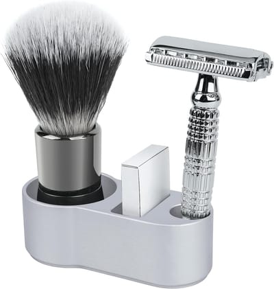 Aluminium Scheermes Houder voor Mannen, 14mm Opening, Compact Scheerkwast & Scheermes Houder, Geschikt voor Merkur 34C en Muhle R89, Ideaal voor Reizen en Badkamerorganisatie