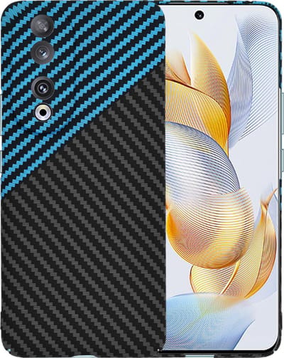 Hoesje geschikt voor HONOR 90 - Techsuit Carbonite FiberShell Carbon Back Cover - Blauw/Zwart