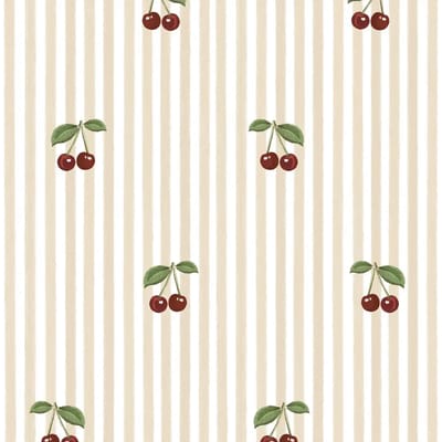 Baby behang Dekornik Little Cherries On Stripes