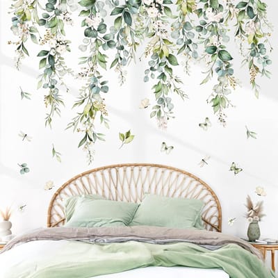 Ronte - Muurstickers met groene bladeren wijnstokken | Planten | Voor slaapkamer en woonkamer | TV muurdecoratie