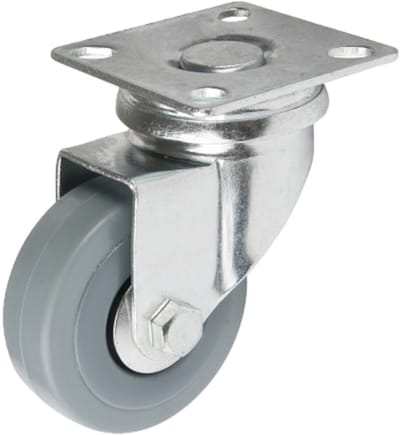 Domino® Zwenkwielen 50 mm Grijs - Maximale Belasting 40kg - Draaiende plaat - Rubberen Wiele - Reservewielen Meubelroller Meubelwielen Wieltjes Zwaarlastwiele Trolleywielen