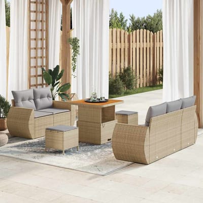 vidaXL - Tuinbank - Set - 8 - st - 5-Aantal - zitplaatsen - Beige - en - Lichtgrijs