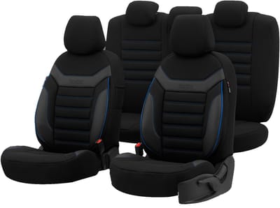 Stoelhoezenset Individual zwart-blauw (complete set)